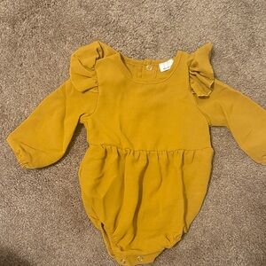 Mustard Ruffle Sleeve Baby One-Piece Bodysuit